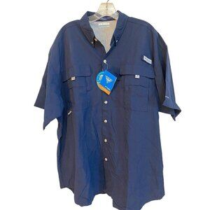 Columbia NWT Bahama PFG Omni-Shade 50 UPF Sun Protect Fishing Shirt Size 1X Blue